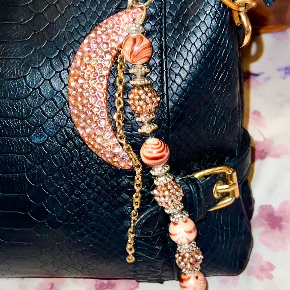 Purse fob lunar and beads